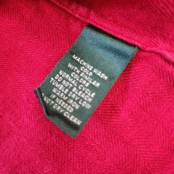 Lauren Ralph Lauren 2X 100% Linen Button Up Red Blouse Embroidered Logo - Picture 10 of 10